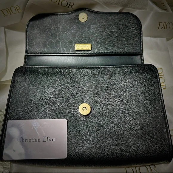 Authentic vintage Christian Dior Black Leather shoulder bag with Gold Accents - Picture 13 of 17